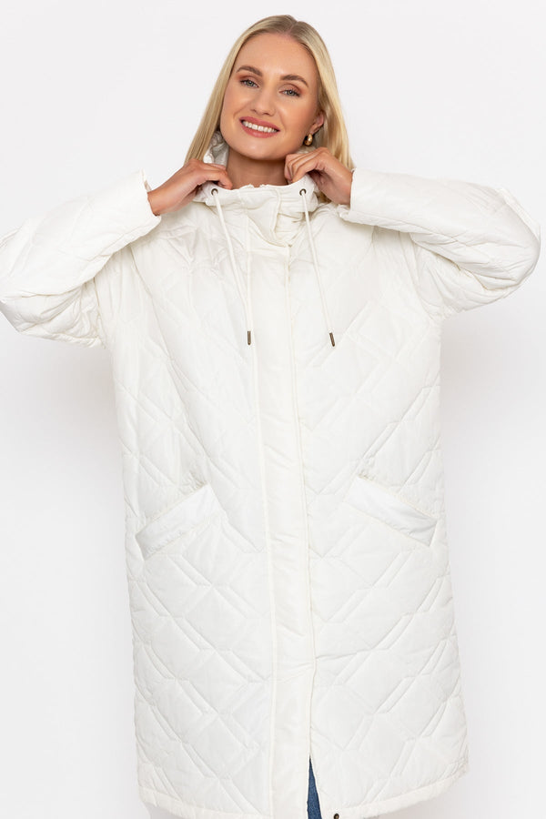 Carraig Donn Cream Long Line Hooded Coat