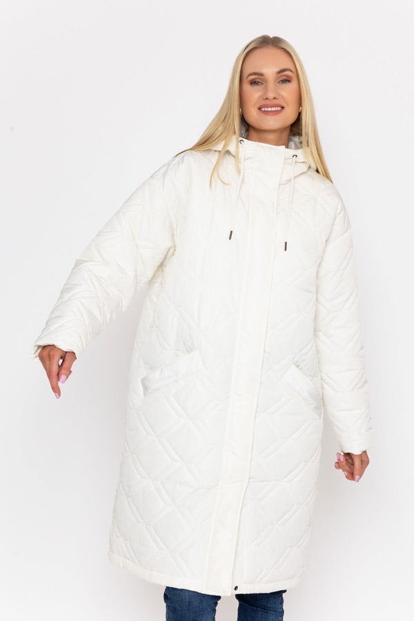 Carraig Donn Cream Long Line Hooded Coat