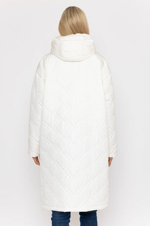 Carraig Donn Cream Long Line Hooded Coat