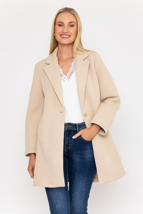 Cream Scuba Fabric Coat