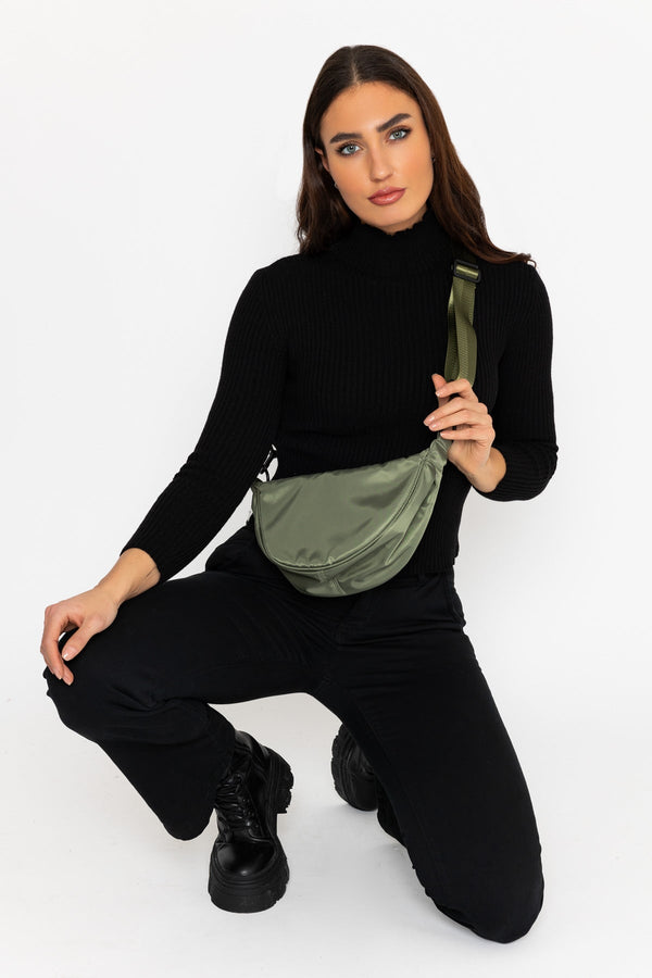 Carraig Donn Crescent Shape Crossbody in Khaki