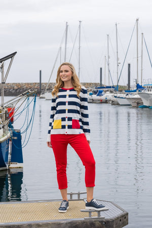 Carraig Donn Crop Stretch Jeans in Red
