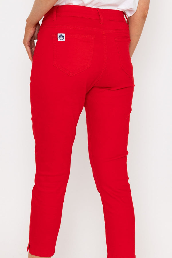 Carraig Donn Crop Stretch Jeans in Red