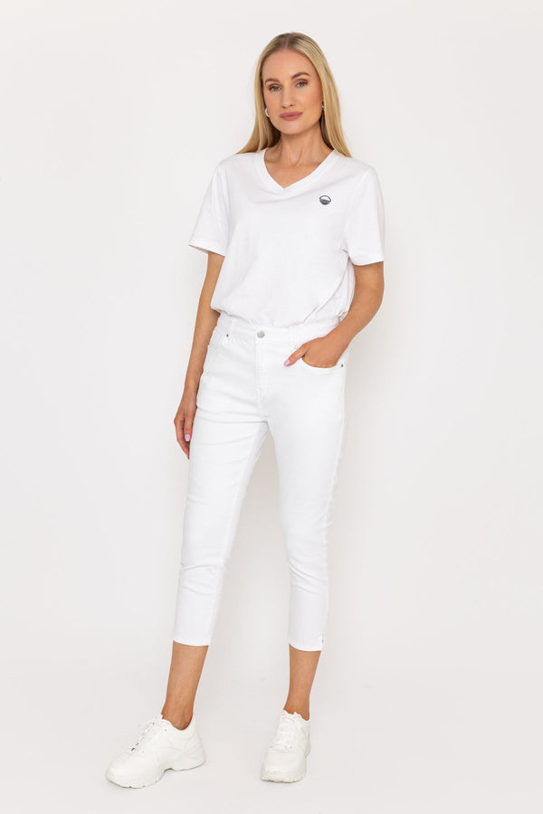Carraig Donn Crop Stretch Jeans in White