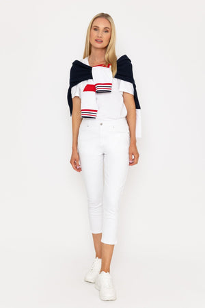 Carraig Donn Crop Stretch Jeans in White