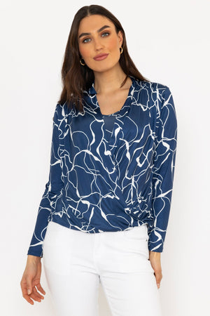 Carraig Donn Cross Over Top in Blue Print