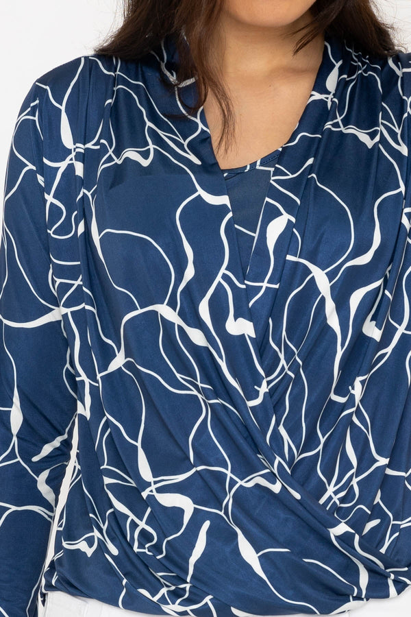 Carraig Donn Cross Over Top in Blue Print