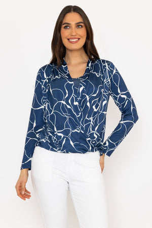 Carraig Donn Cross Over Top in Blue Print