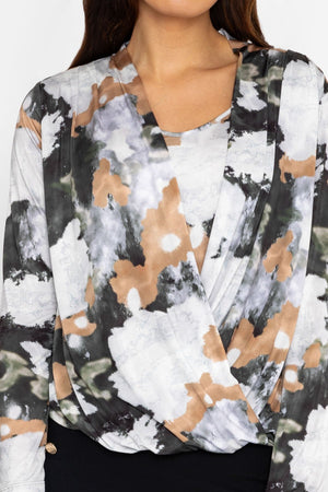 Carraig Donn Cross Over Top in Brown Print