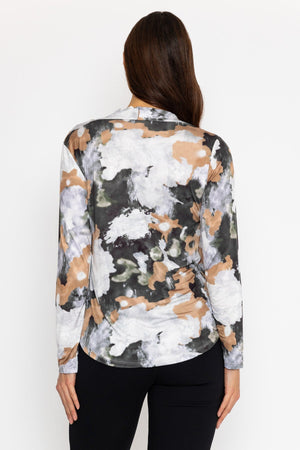 Carraig Donn Cross Over Top in Brown Print