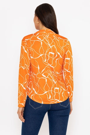Carraig Donn Cross Over Top in Orange Print