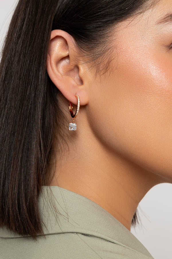 Carraig Donn Crystal Rose Gold Hoop Earrings
