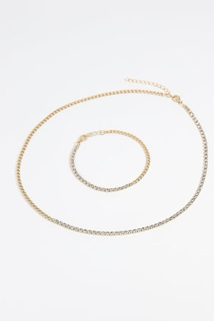 Carraig Donn Curb and Diamante Bracelet in Gold