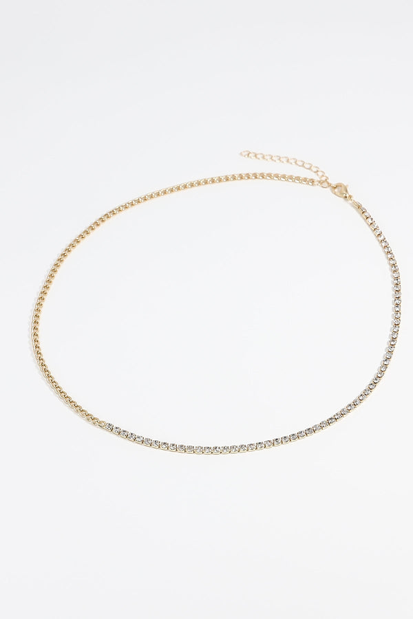 Carraig Donn Curb and Diamante Necklace in Gold