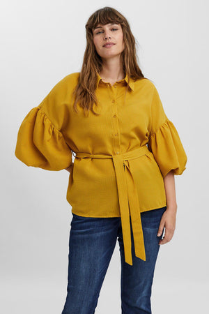 Carraig Donn Curve - 3/4 Length Sleeve Blouse in Gold