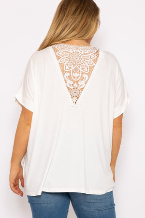 Carraig Donn Curve - Curve Medallion Lace Back Top in Ivory