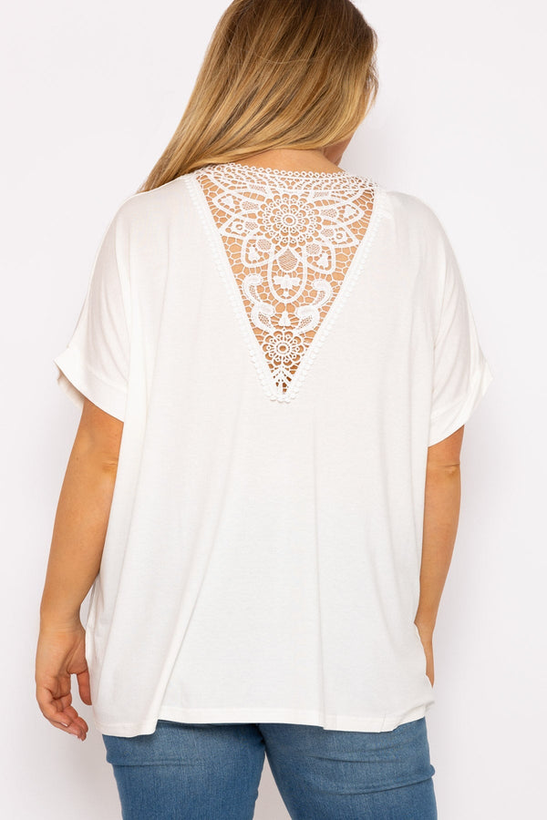 Carraig Donn Curve - Curve Medallion Lace Back Top in Ivory