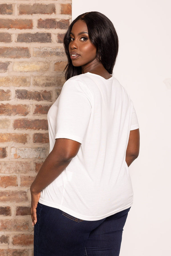 Carraig Donn Curve - Daisy V-Neck Top in White