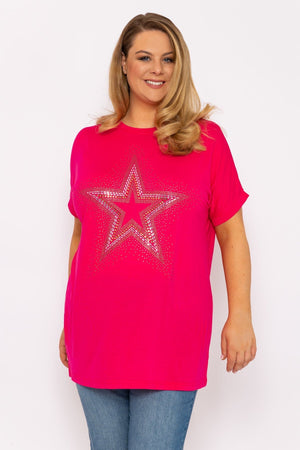 Carraig Donn Curve - Diamante Star Oversized Top in Pink