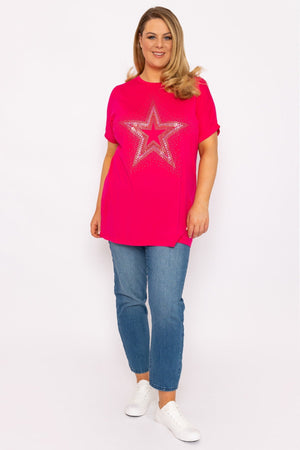 Carraig Donn Curve - Diamante Star Oversized Top in Pink