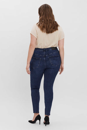 Carraig Donn Curve - High Waist Jeans in Dark Blue Denim