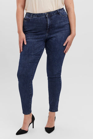 Carraig Donn Curve - High Waist Jeans in Dark Blue Denim