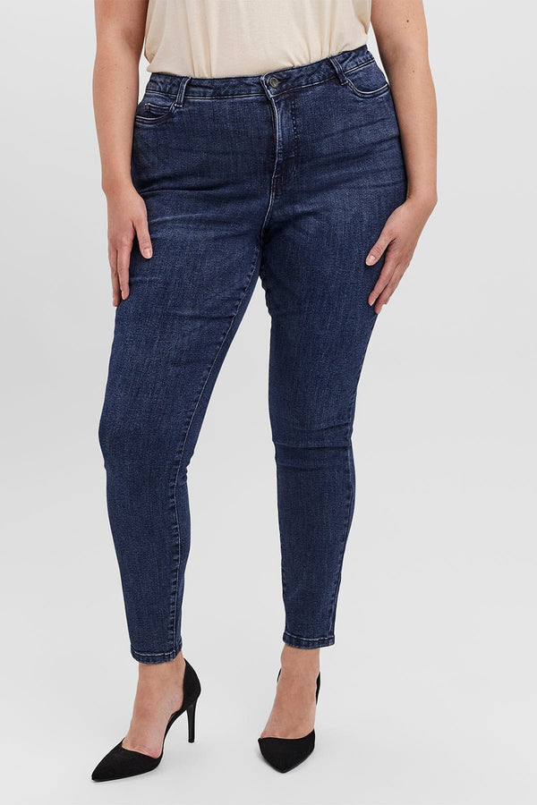 Carraig Donn Curve - High Waist Jeans in Dark Blue Denim