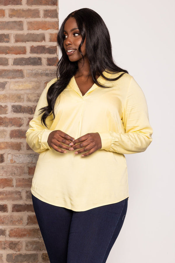 Carraig Donn Curve - Josie 3/4 Sleeve Blouse in Yellow