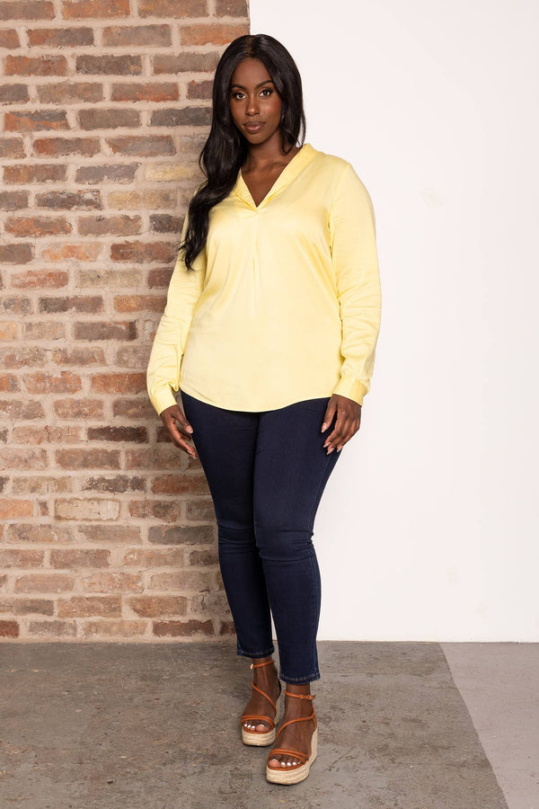 Carraig Donn Curve - Josie 3/4 Sleeve Blouse in Yellow