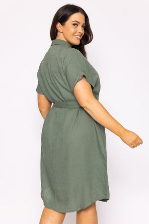 Carraig Donn Curve - Lailah Shirt Dress in Khaki