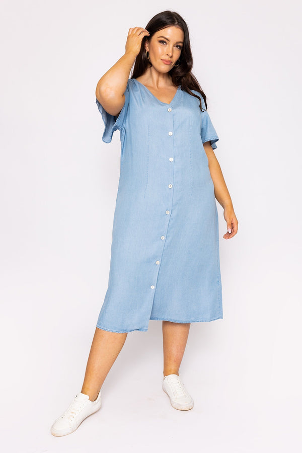 Carraig Donn Curve - Liliana Dress in Light Blue Denim