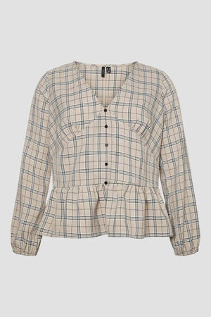 Carraig Donn Curve - Long Sleeve Blouse in Check