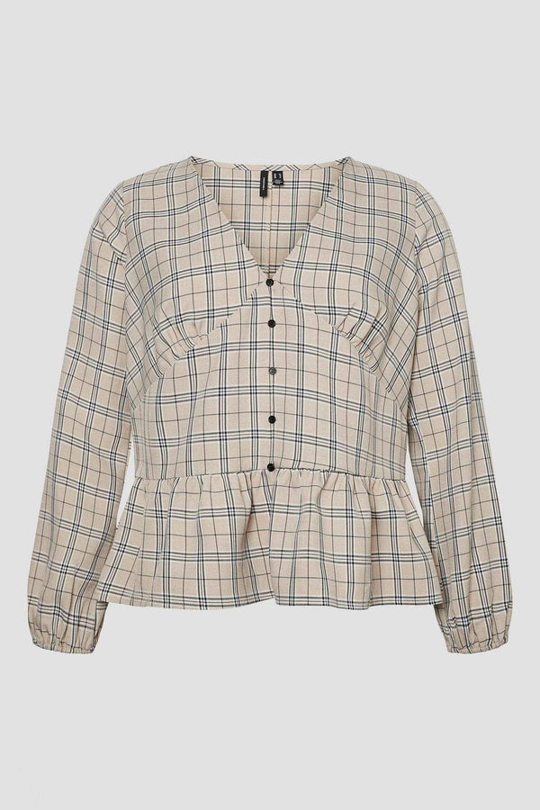 Carraig Donn Curve - Long Sleeve Blouse in Check