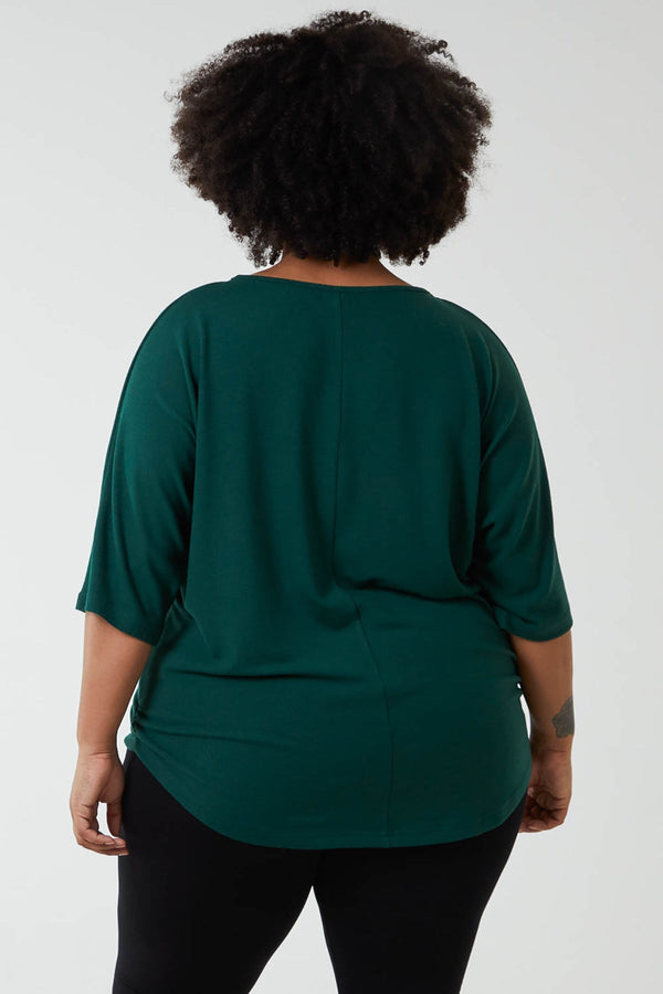 Carraig Donn Curve - Plain Zip Front Top in Green