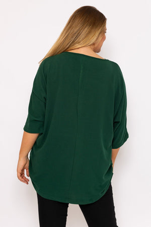 Carraig Donn Curve - Plain Zip Front Top in Green