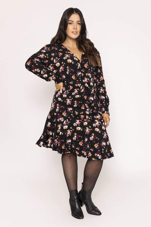 Carraig Donn Curve - Prina V-Neck Long Sleeve Dress