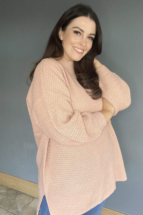 Carraig Donn Curve - Quinn High Neck Knit in Pink
