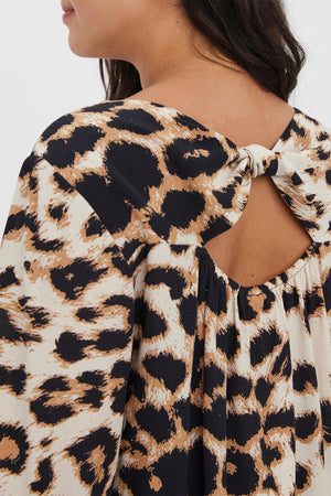 Carraig Donn Curve - Ulina V-Neck Blouse in Animal Print