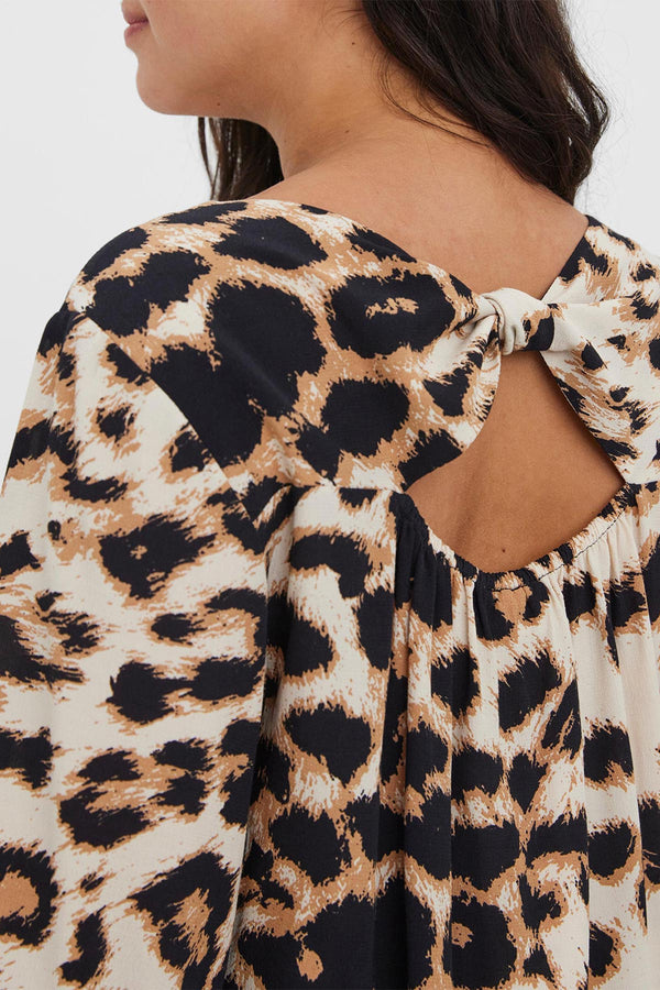 Carraig Donn Curve - Ulina V-Neck Blouse in Animal Print