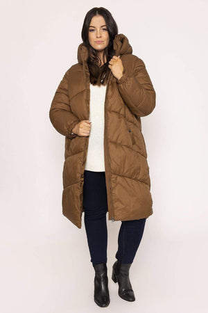 Carraig Donn Curve - Upsala Long Jacket in Brown