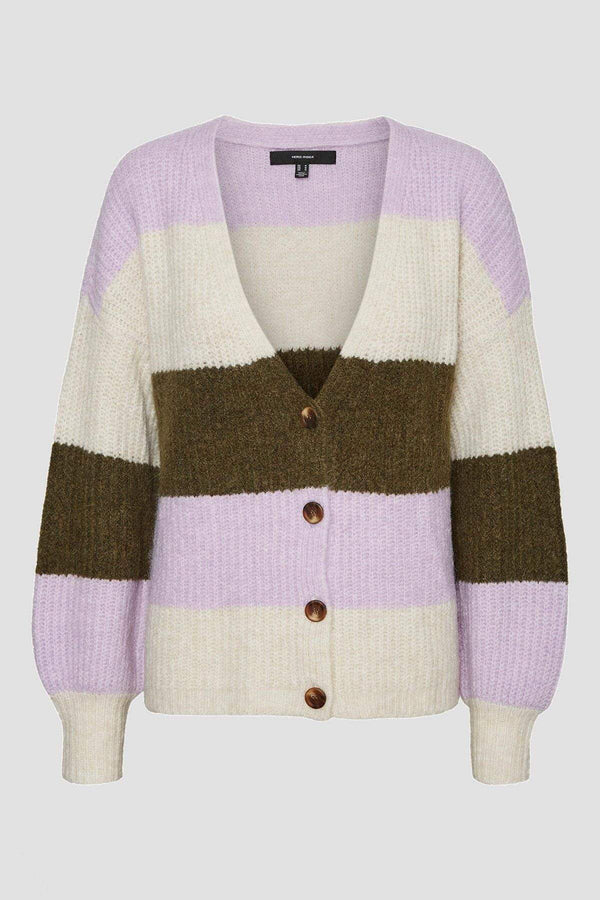 Carraig Donn Curve - V-Neck Button Cardigan in Multi
