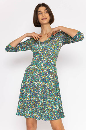 Carraig Donn Deirdre Dress in Teal Print