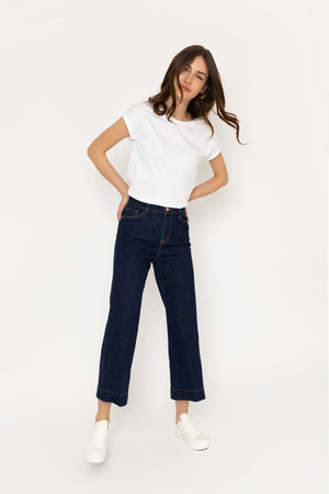 Carraig Donn Denim Cropped Wide Leg Jeans