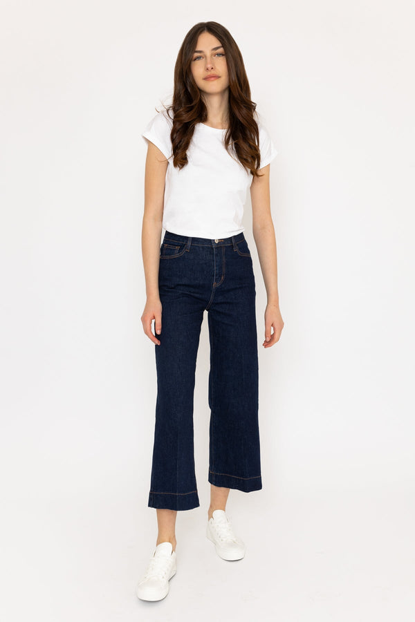 Carraig Donn Denim Cropped Wide Leg Jeans