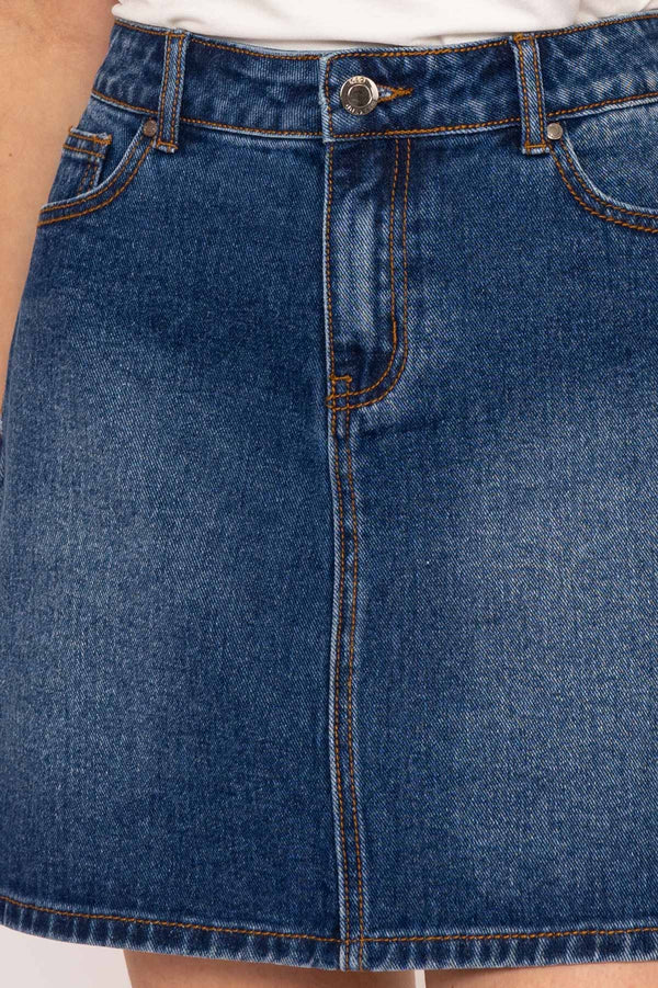 Carraig Donn Denim Skirt in Indigo
