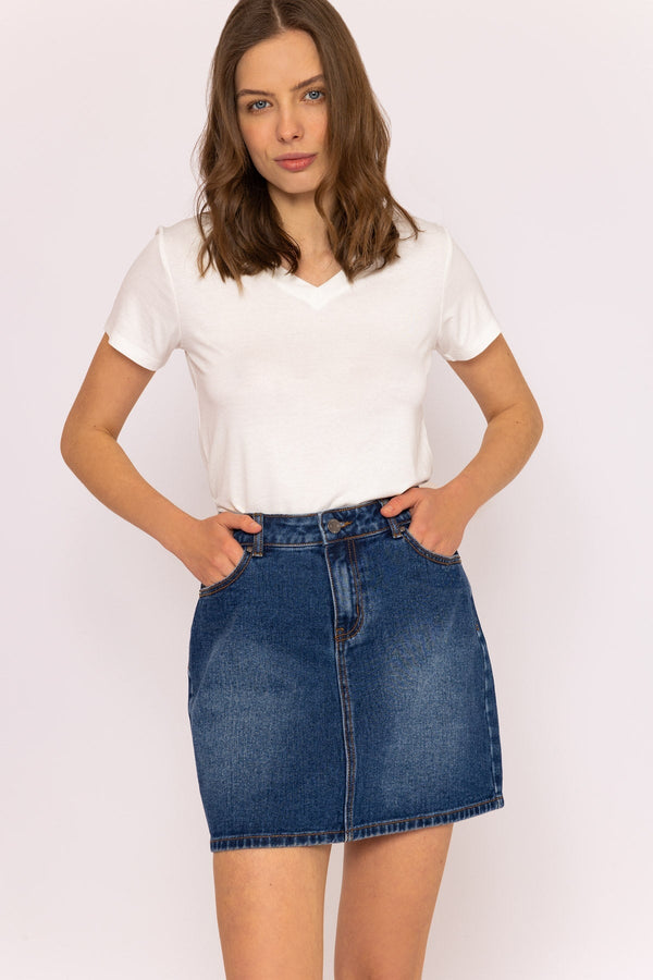 Carraig Donn Denim Skirt in Indigo