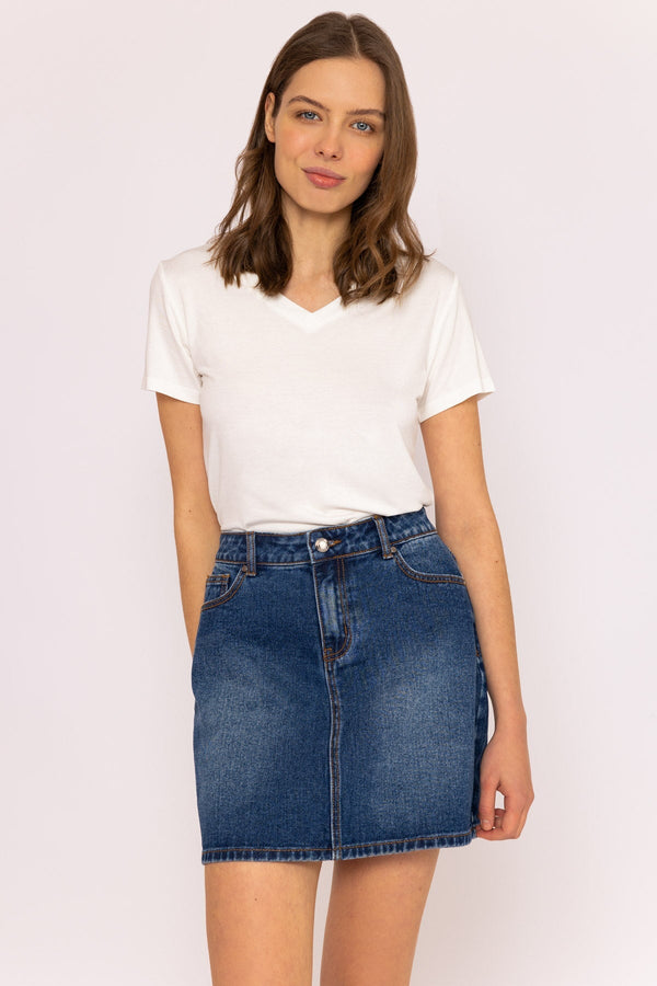 Carraig Donn Denim Skirt in Indigo