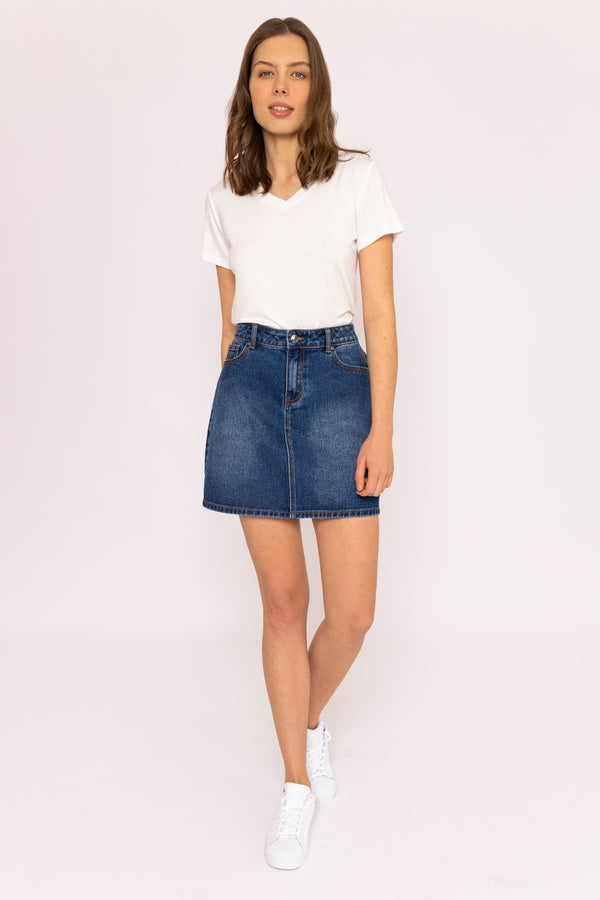 Carraig Donn Denim Skirt in Indigo