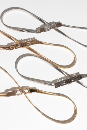 Carraig Donn Diamante 'D' Clasp Stretch Belt in Gold