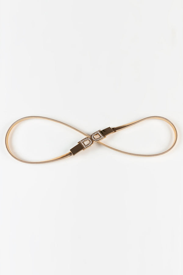 Carraig Donn Diamante 'D' Clasp Stretch Belt in Gold